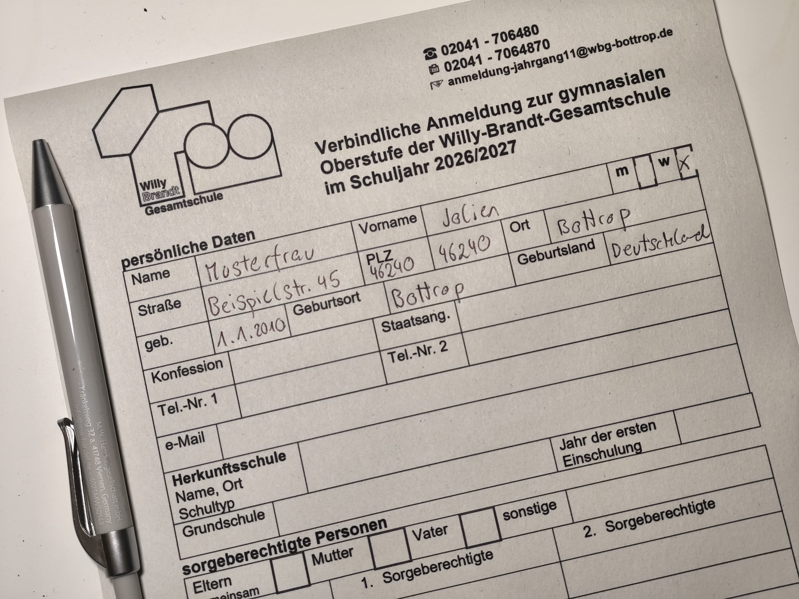 Anmeldungen für die gymnasiale Oberstufe (EF)