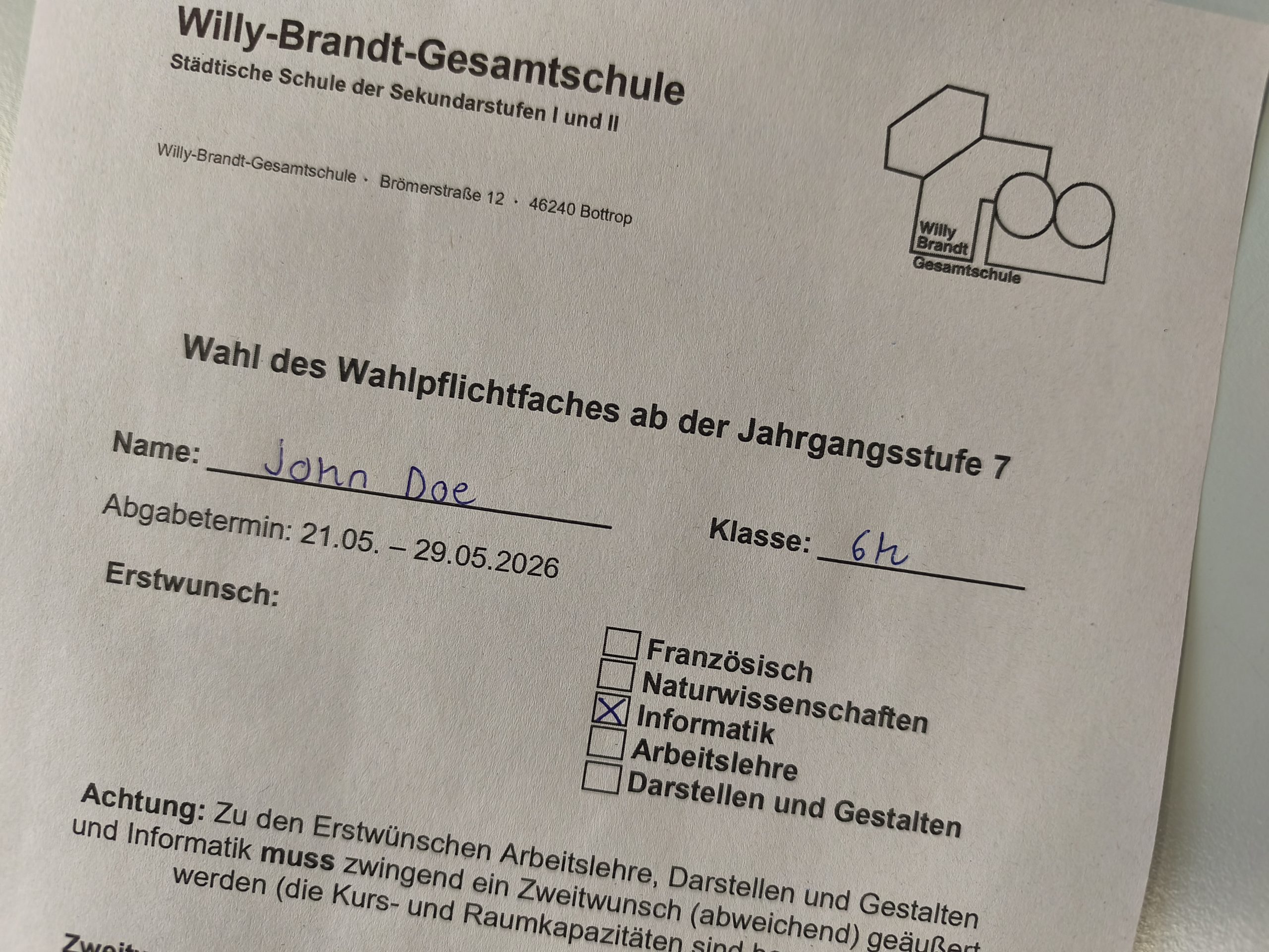 Jahrgang 6: Die WP-Wahlen stehen an!