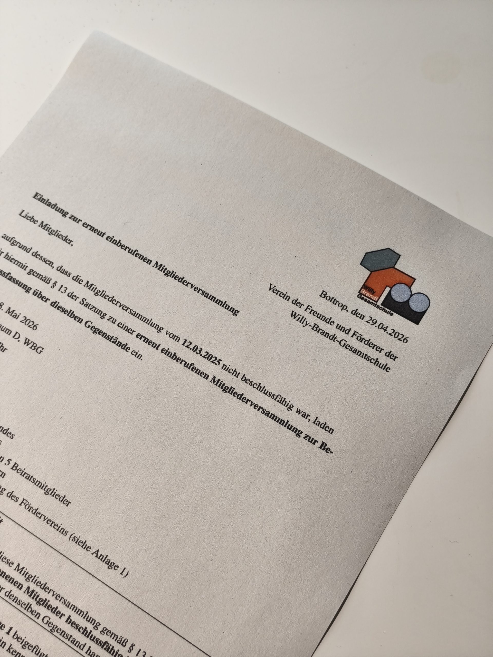 Mitgliederversammlung des Fördervereins